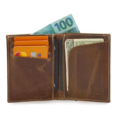 Imagem de Carteira Couro Porta Cartões CNH Notas Masculino Feminino - Pampas Cou