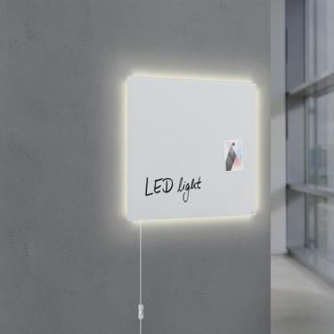 Imagem de Painel Lousa De Vidro Temperado branca 120x80cm com led - tEMPERMAX