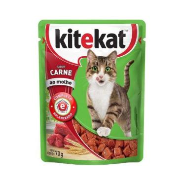 Imagem de Ração Kitekat Carne Adulto 70g - Embalagem com 24 Unidades - Whiskas