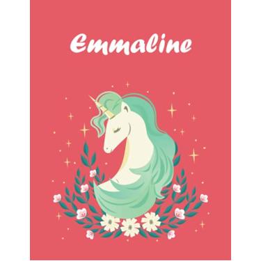 Imagem de Emmaline: Unicorn Notebook Personal Name Wide Lined Rule Paper | Notebook The Notebook For Writing Journal or Diary Women & Girls Gift for Birthday, For Student | 162 Pages Size 8.5x11inch