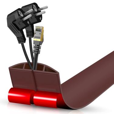 Imagem de Escondedor de cabo autoadesivo com cavidade de 2 x 0,9 cm, gerenciamento de cabos de perfil baixo de 9 m, protetor de extensão para fios, evita viagens de cabos para escritórios, academias e