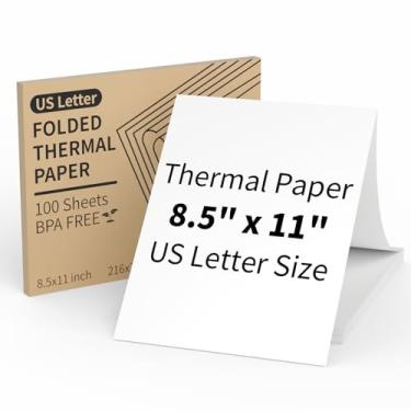 Imagem de MFLABEL Papel térmico para impressora térmica 21 x 28 cm, tamanho carta dos EUA, papel térmico A4 para impressora portátil, papel térmico dobrado de secagem rápida, compatível com a maioria das