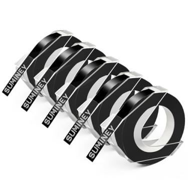 Imagem de Substituição de fita de gravação em relevo compatível com Suminey para etiquetas em relevo Dymo Xpress 3/8 polegadas 3D Plastic Labels 1741670 para organizador Xpress Pro 12965 DYM12966 Office Mate II, branco em preto, pacote com 5