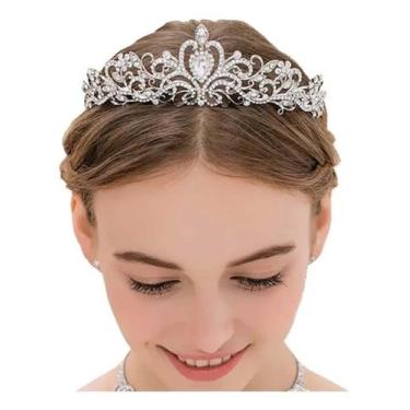 Imagem de Coroa Tiara Noiva Debutante Prata Porta Coque Arranjo T1 - millyoshopp