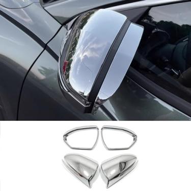 Imagem de KELEIMAI Acessórios de carro adequados para Hyundai TUCSON 2024 2023 2022 porta lateral externa espelho retrovisor e protetor de chuva guarnição da moldura (cromado) 4 peças ABS