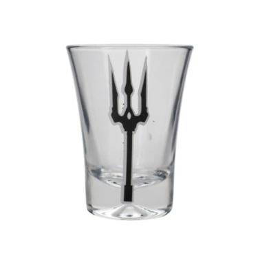 Imagem de Copo Dose Cachaça Exú Tridente Trabalhado Vidro 45 ml - Lua Mística - 