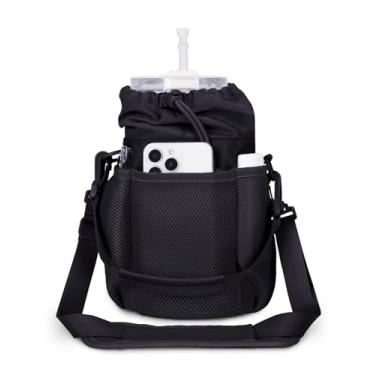 Imagem de ECOHUB Suporte para garrafa de água com alça, copo Stanley de cobertura total, copo de 40/850 g, bolsa térmica para garrafa de água com bolso traseiro de segurança, alça transversal com alça para