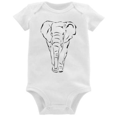 Imagem de Body Bebê Elefante Traços - Foca na Moda, Branco, M