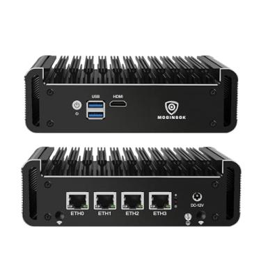 Imagem de MOGINSOK Firewall Appliance 2.5Gbe Intel Celeron N5095 Quad Core, 4*Intel I225-V Lan Fanless Mini Pc 8G Ddr4 128G M.2 Nvme Suporte Pfsense Roteador/Aes-Ni/Opnsense