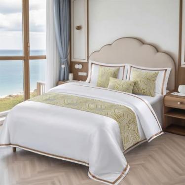 Imagem de WMLTZFUS Caminhos de cama para todas as estações quarto estilo simples cama Sacrves cama confortável cama corredor cama solteiro queen king decoração hotel casa - verde ||45 * 45 cm fronha*1