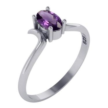 Imagem de Anel Roma Ametista Pura Prata 925 - Exclusivo - Compre Joias Direto Da