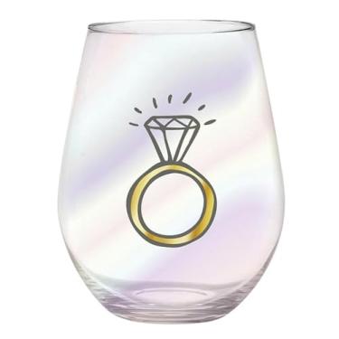 Imagem de Slant Collections Taças de vinho Celebration Jumbo Stemless Wine Cup comporta uma garrafa cheia, 850 g, ouro e anel de diamante preto