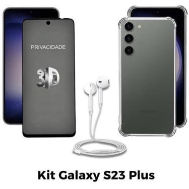 Imagem de Kit Capa Transparente + Película 3D Privacidade + Fone de Ouvido para 