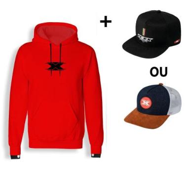 Imagem de Moletom Texx Blusa Casual Modelo Racing + Boné Texx, Vermelho, G-L