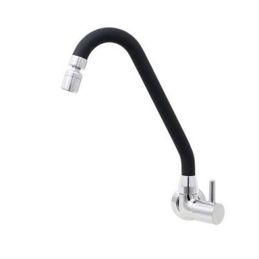 Imagem de Torneira Cozinha De Parede Preto C61 E Arejador Articulado - Roddex