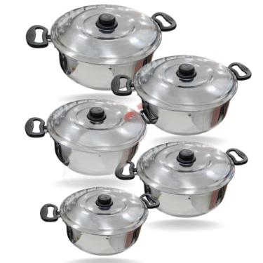 Imagem de Jogo De Panela Em Alumínio Conjunto De Caçarola Com 5 Peças Craqueado Resitente(JG JG 5 Panelas 14a22 Polida)