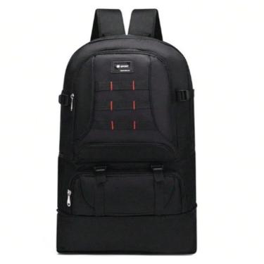 Imagem de Mochila Tatica Impermeavel Expansivel 60L Bolsa Escolar Resistente Multiuso Aventura Trilhas Preta