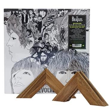 Imagem de Tapeera Suporte de parede para disco de vinil triangular de madeira – sem furadeira acessórios de suporte de disco de vinil de madeira – Display de disco de vinil LP Prateleira flutuante – Moldura de álbum para disco de vinil sem parafuso (2 suportes)