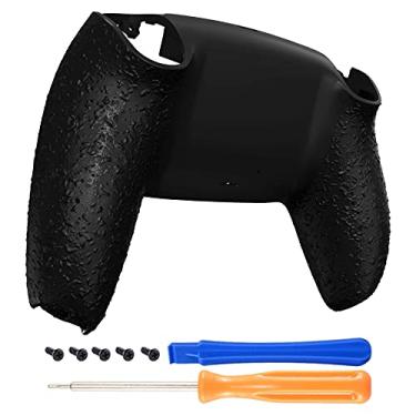 Imagem de eXtremeRate Capa inferior texturizada preta para controle DualSense 5, carcaça traseira antiderrapante confortável, capa 3D, peças de reposição para melhoria do jogo para controle Playstation 5