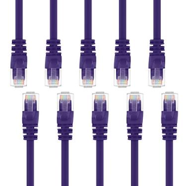 Imagem de GearIT Pacote com 10, cabo de rede Ethernet Cat5e de 30 pés - Cabo de rede LAN para computador RJ45 Snagless, roxo - compatível com switch de 10 portas POE 10 portas Gigabit