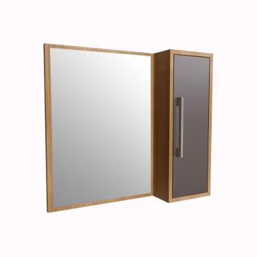 Imagem de Armário Espelheira Para Banheiro Com 1 Porta E 2 Prateleiras Alice Mel-grafite