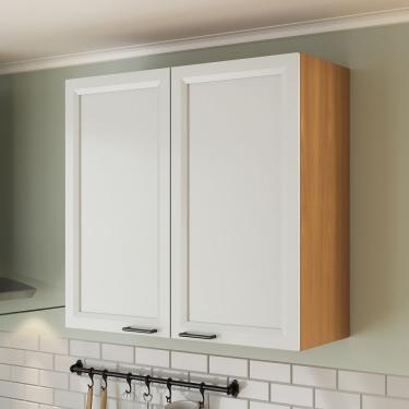 Imagem de Armário Aéreo Duplo 80cm Soho Cabecasa Madeiramadeira Freijó/branco