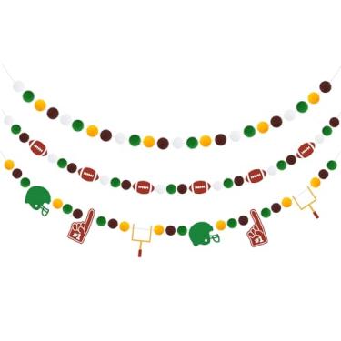 Imagem de Doumeny Guirlanda De Feltro Para Futebol Americano Com 3 Peças, Pompom Americano, Bandeirinhas Esportivas, Faixa Festa Dia Jogo, Pendurada Fãs Boliche, Suprimentos Lembrancinhas Clube