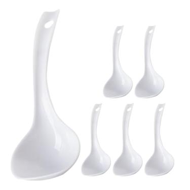 Imagem de Conjunto De Colheres Sopa Grandes Com 6-7 Polegadas, Servir Brancas, Colher Chinesa Para Ramen Longo, Restaurantes Hotéis, Pode Ser Lavada Na Máquina Lavar Louça