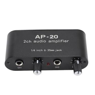 Imagem de Amplificador de som de canal duplo, pré-amplificador estéreo ajustável com ganho balanceado de 1/4 polegada com entrada e saída de 6,35 mm para instrumentos, microfones, amplificadores