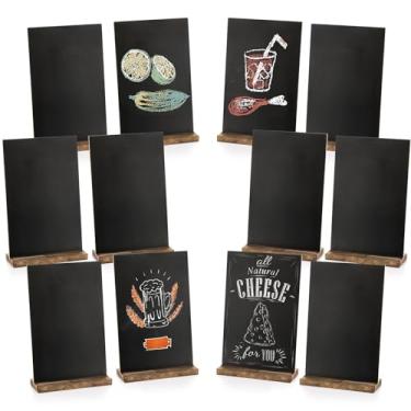 Imagem de Tosnail Pacote com 12 placas de quadro-negro com suporte, quadro de mensagens vintage de dois lados, placa de mesa pequena, placa de comida para eventos, festa