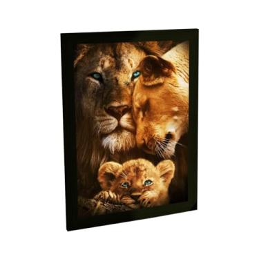 Imagem de Quadro Decorativo Leão Familia De Leões Pai Mãe Filho Decoração Poster Quarto Sala