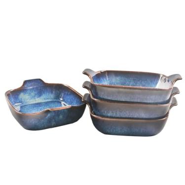 Imagem de LIUYWYHCF Conjunto de 2 pratos de assadeira gratinados Ceramics Au Gratinados, Assadeiras de Assar, Ramequins de 297 g, para forma de torta, aperitivo, torta, sobremesa, quiche, forno pequeno prato