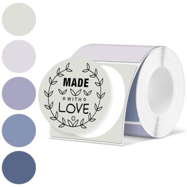 Imagem de Ctosree 250 peças/1 rolo de 5 cm etiquetas térmicas redondas autoadesivas circulares diretas, adesivos de impressora multiuso para design de logotipo DIY, código QR, etiqueta de nome (inverno morandi)