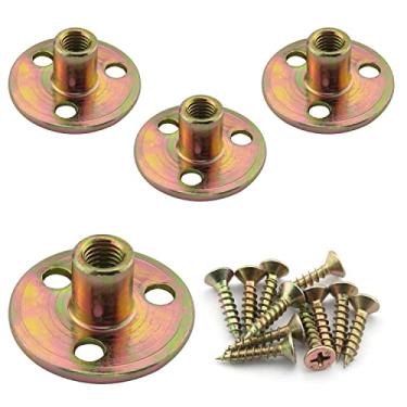 Imagem de DGHAOP 4 peças de placa de montagem de móveis 5/16 porca de placa de ferro cilíndrica de três furos para pernas de móveis