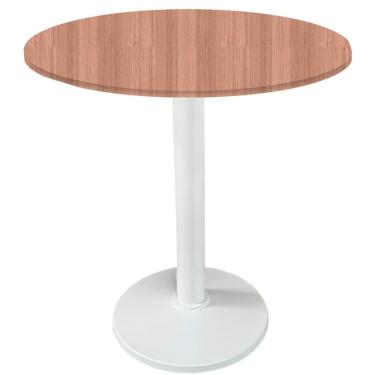 Imagem de Mesa Zeta Ferro Branco 75 Cm (alt) Disco Redondo Tampo Mdp Redondo 80 Cm Larg X 2,5 Cm (alt) Noce Nat