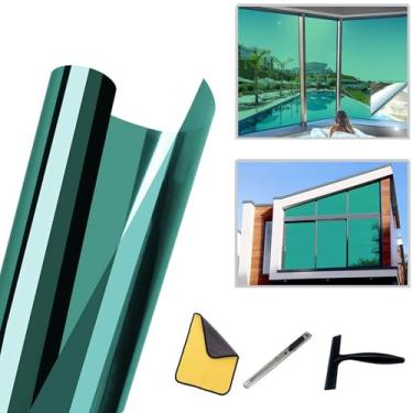 Imagem de Película de janela unidirecional, proteção de privacidade diurna e película solar com isolamento térmico, blocos de película de vidro refletiva PET blackout 99% UV, fácil instalação para casa