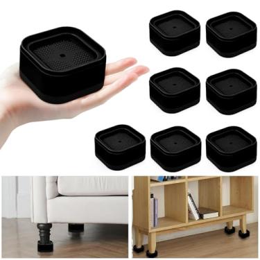 Imagem de Kvoike Pacote com 4 peças de elevação para móveis, elevadores de cama ajustáveis, elevadores de cama empilháveis para mesa, mesa, sofá, armário, cama, pernas, altura de elevação de 2,5 cm (4, preto-2)