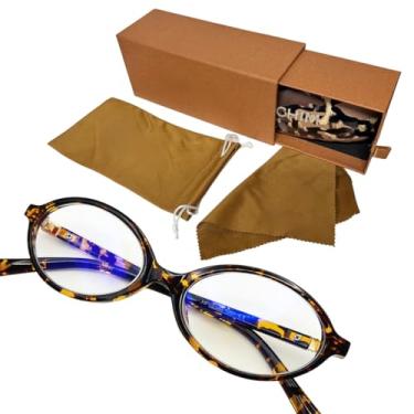 Imagem de Armação de Óculos Feminina Miu Cor Tartaruga com Filtro de Luz Azul Blueblock Anti Fadiga Visual com Proteção UV400 + Caixa Case Saquinho e Flanela JOACHIM