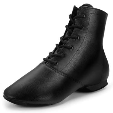 Imagem de lalaball Botas De Jazz Sapatos De Dança Sapatos De Jazz De Sola Dividida Sapatos De Dança De Couro Para Homens E Mulheres, 12 Eua Preto
