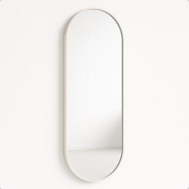 Imagem de Espelho Oval 110x50 Moldura Alumínio Design Retrô para Banheiro, Quart