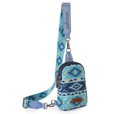 Imagem de Wrangler Bolsa tiracolo asteca Southwest Bolsa tiracolo moderna bolsa de peito, Azul marino, One Size