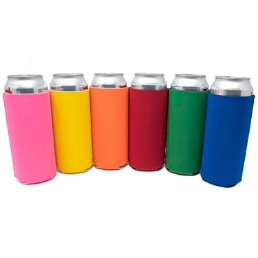 Imagem de TahoeBay Tallboy Can sleeves - Coolers de cerveja de neoprene de 680 g para latas - Coolers de bebida em branco a granel - Crie um presente de casamento personalizado, presente de festa engraçado, Multicor, 24oz, 6