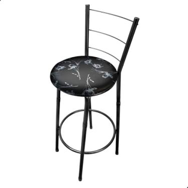 Imagem de Banqueta Banco Alto Itália 97cm Para Balcão Cozinha Bar Área Gourmet (Preto Floral)
