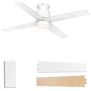 Imagem de Flybull Ventiladores De Teto Com Luzes Embutidas, Ventilador De Teto De Perfil Baixo De 52 Polegadas Com Luz, 4 Pás, 6 Velocidades, Temporizador, Ventiladores De Teto Com Luzes E Controle Remoto Pa