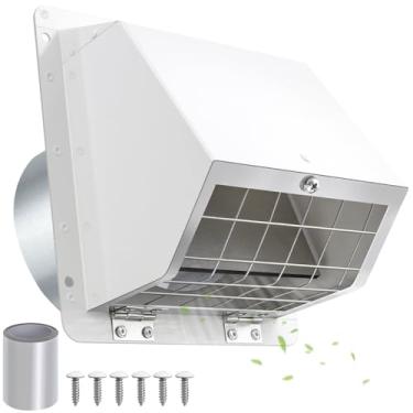 Imagem de Ventilação de secadora de 10 cm com tela e amortecedor, capa de ventilação para secadora externa para saída de ventilação de parede externa externa tampa de saída de saída para dutos de secador/casa