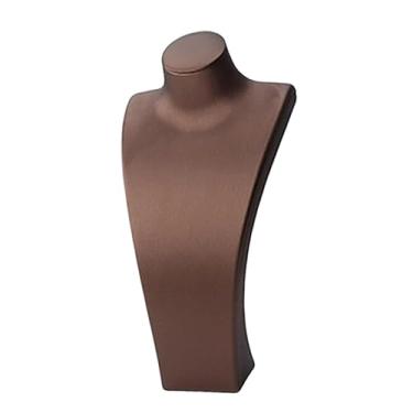 Imagem de simhoa Suporte para exibição de busto de colar, suporte para manequim de colar, decoração elegante, presente para loja de venda para mulheres, organizador de, Marrom, 16 Cm X 8.5 Cm X 32