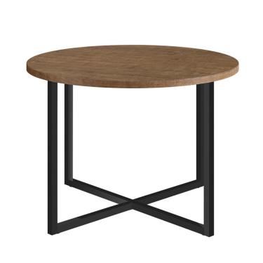 Imagem de Mesa de Centro Redonda Acácio Marrom Claro e Preta 50 cm