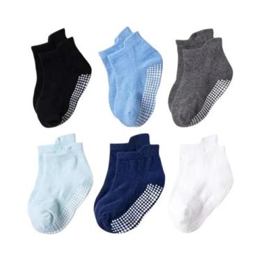 Imagem de Meias Infantis Antiderrapantes De Algodão Macio E Respirável, 6 Pares,