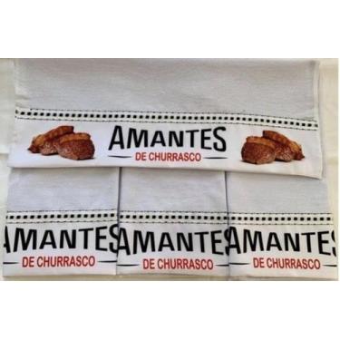 Imagem de Jogo de Pano de Prato 4 Peças Churrasco 100% Algodão - Bordados LS