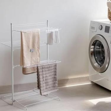 Imagem de Varal de Chão Vertical 3 Andares Dobrável Reforçado Secagem Rápida